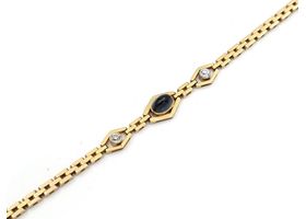 Antique 15kt yellow gold cabochon sapphire and diamond bracelet