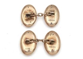 Antique hollow 9kt rose gold double oval cufflinks