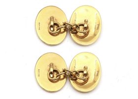 Enamel jockey cap and shirt double oval cufflinks