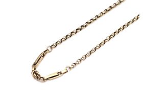 9kt yellow gold muff chain with fancy knot link