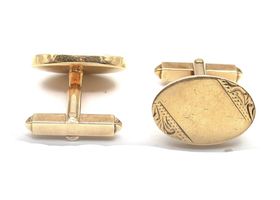 Solid 9kt gold oval and T-bar cufflinks