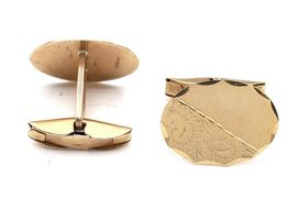 Vintage 9kt yellow gold oval hinged T-bar cufflinks