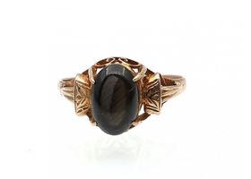 Vintage cat's eye quartz dress ring in 14kt rose gold