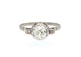 Antique 0.75ct cushion shape diamond solitaire engagement ring