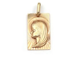 1981 rectangular Mother Mary pendant in gold