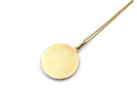 Retro 9kt yellow gold Virgin Mary pendant with 18kt yellow gold chain
