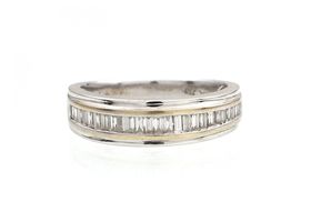 Vintage channel set baguette cut diamond half eternity ring