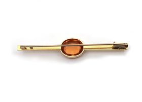 Retro yellow gold and orange cubic zirconia bar brooch