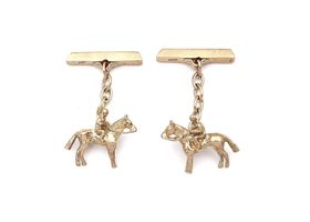 Vintage 9kt yellow gold rider cufflinks