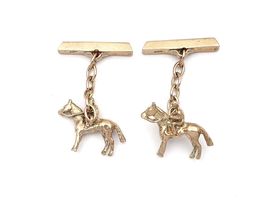 Vintage 9kt yellow gold rider cufflinks
