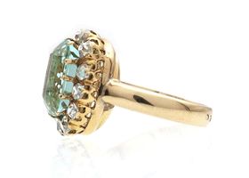 Antique Portuguese aquamarine and diamond cluster ring
