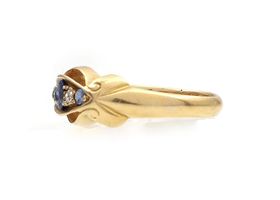 Antique sapphire and diamond open scroll ring