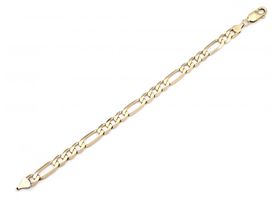 Vintage 9kt yellow gold solid Figaro link bracelet