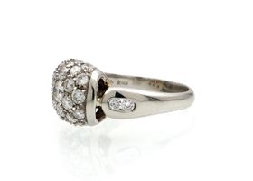 Platinum diamond set bombé cluster ring
