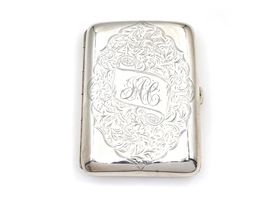 Antique sterling silver curved rectangular case