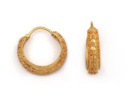 Etruscan revival antique 22kt yellow gold granular hoop earrings