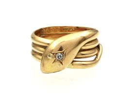 1917 diamond set serpent ring in 18kt yellow gold