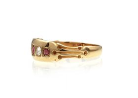 1882 ruby and diamond five stone ring in 18kt gold