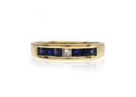 Vintage diamond and sapphire seven stone ring in 18kt gold