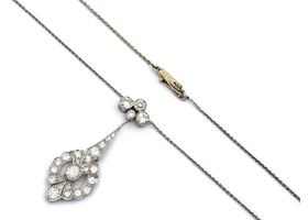 1920s platinum diamond openwork pendant with length adjuster