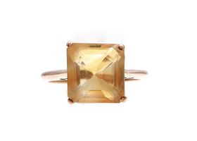 Vintage square citrine dress ring in 9kt rose gold