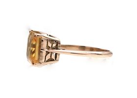 Vintage square citrine dress ring in 9kt rose gold
