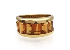 1970s chunky channel set citrine dress ring in gold