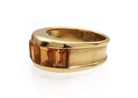 1970s chunky channel set citrine dress ring in gold