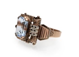 1950s synthetic blue spinel dress ring in two tone gold