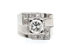French Art Deco diamond cocktail ring in platinum