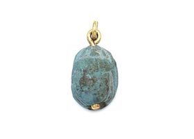 Ancient Egyptian blue faience scarab beetle pendant