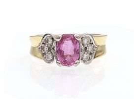 Pink Ceylon sapphire and diamond solitaire ring