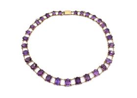 Vintage 9kt gold amethyst collar necklace