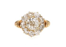 Victorian diamond coronet cluster engagement ring in gold