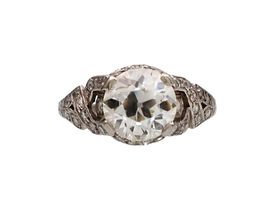 Edwardian 1.96ct Old European cut diamond solitaire ring