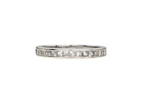 9kt white gold channel set princess cut diamond half eternity ring