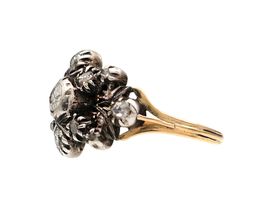 Georgian diamond openwork cluster ring in silver and yellow gold