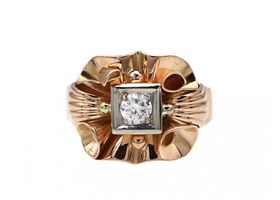 1940s diamond flare cocktail ring in rose gold