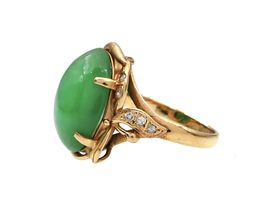 1960s jade and diamond dress ring in 18kt yellow gold