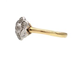 Antique diamond floral cluster ring in 18kt yellow gold