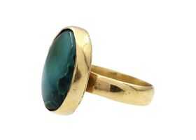 Chrysocolla oval dress ring in yellow gold