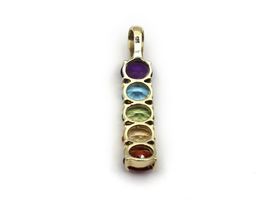 14kt yellow gold amethyst, topaz, peridot, citrine and garnet line pendant