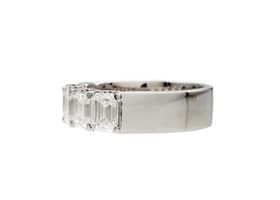 Five stone emerald cut diamond ring in 18kt white gold