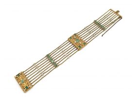 Antique emerald and seed pearl bracelet with cannetille gold