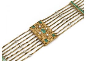 Antique emerald and seed pearl bracelet with cannetille gold