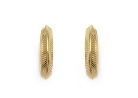 Vintage Italian 14kt yellow gold textured chevron hoop earrings