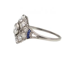 Art Deco open cluster ring with calibre sapphires