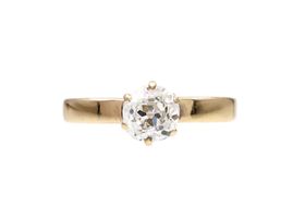 Vintage 0.90ct cushion Old European cut diamond solitaire ring