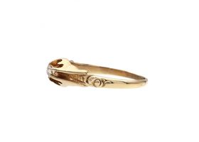 Victorian carved diamond solitaire ring in 14kt yellow gold