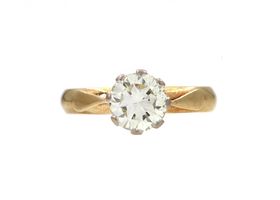 Vintage 1.15ct diamond solitaire engagement ring in 18kt yellow gold